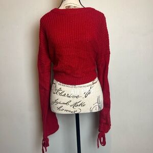 Long Sleeved Red Knit Sweater